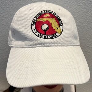 USGA Antigua Desert Dry Womens White Cap Hat Golf Association Of FL Adjustable
